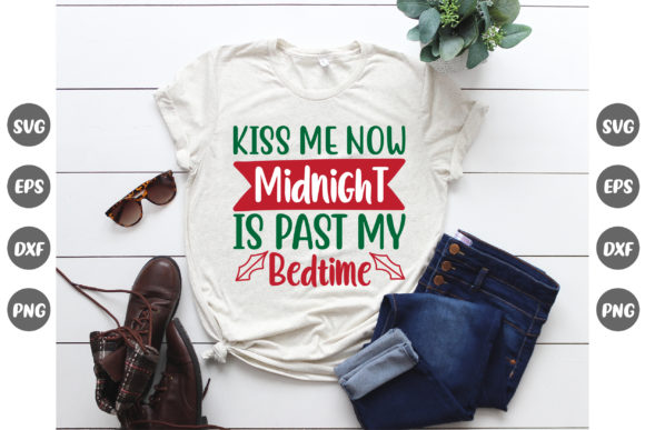 Christmas Design, Kiss Me Now Graphics for T-Shirt Designs