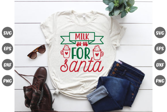Christmas Design, Milk for Santa Graphics & T-Shirt Designs