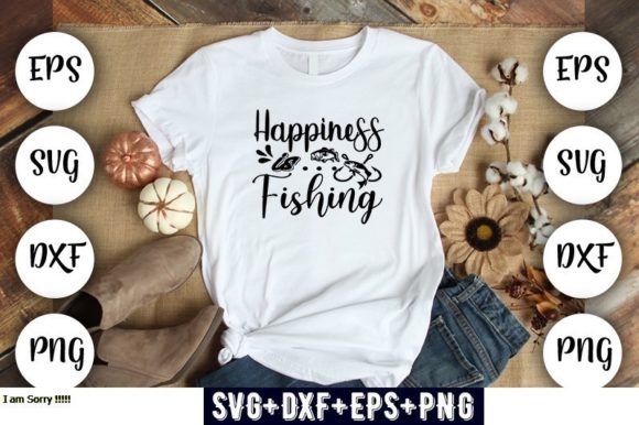 Fish Design Happiness is Fishing Graphics