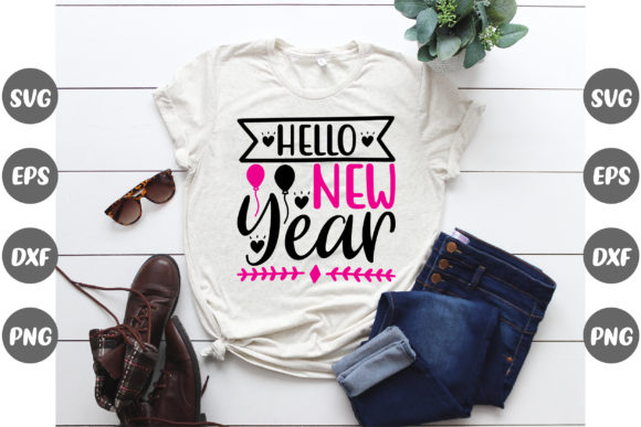 New Year Design, Hello New Year… Graphics & T-Shirt Designs